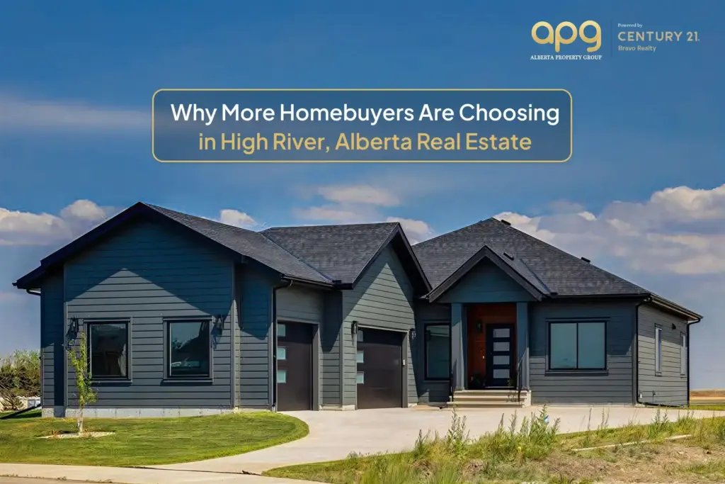High River Alberta real estate showing homes for sale in a quiet residential neighborhood near Calgary